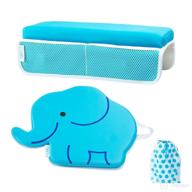 👶 cuddlix baby kneeler and elbow rest pad set: extra thick soft mat with organizer pockets for effortless baby bathing - quick drying non-slip design, baby blue logo