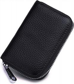 img 3 attached to Genuine Leather Credit Card Wallet With Zipper - RFID Blocking Protection For Credit Cards