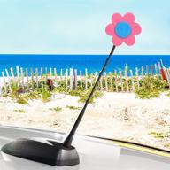pink daisy flower tenna tops car antenna topper & mirror hanger - cute dashboard accessory logo