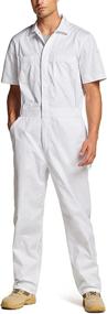 img 4 attached to Stain & Wrinkle Resistant Work Coverall For Men: CQR Short-Sleeved Zip-Front Jumpsuit With Multiple Pockets And Action Back