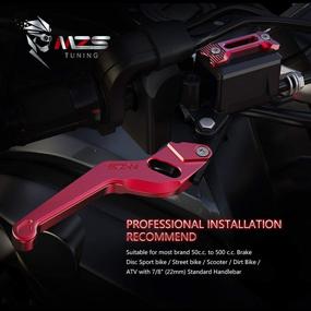 img 3 attached to 🛵 Premium MZS 7/8 Brake Master Cylinder Clutch Lever Set - Short Handle Red CNC Adjustable Levers for Motorcycles, Scooters, and ATVs