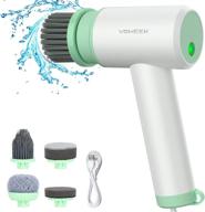 🧼 efficient cleaning solution: voweek electric spin scrubber with 2 speeds/five replaceable brush heads - perfect for bathroom, kitchen, tub/tile/floor/sink/window in green! logo