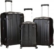 rockland london hardside spinner wheel luggage, black, 3-piece set (20/24/28) logo