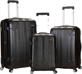 img 4 attached to Rockland London Hardside Spinner Wheel Luggage, Black, 3-Piece Set (20/24/28)