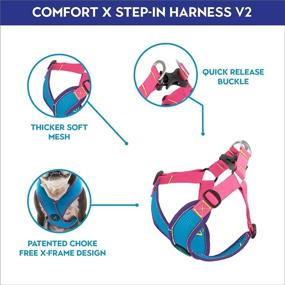 img 2 attached to Gooby Comfort X Step In Harness V2 - Large, Turquoise(Pink) - No Pull Small Dog Harness Patented Adjusting Choke-Free X Frame - Perfect On The Go Dog Harness For Medium Dogs No Pull And Small Dogs