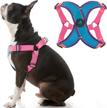 gooby comfort x step in harness v2 - large, turquoise(pink) - no pull small dog harness patented adjusting choke-free x frame - perfect on the go dog harness for medium dogs no pull and small dogs logo