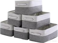 📦 thewarmhome small storage baskets for organizing, shelves, closet, nursery, toy decorative – pack of 6 small fabric storage bins with handles in white and grey dimensions 11.8l x 7.9w x 5.2h logo