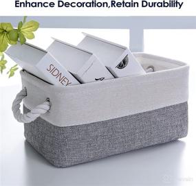 img 3 attached to 📦 TheWarmHome Small Storage Baskets for Organizing, Shelves, Closet, Nursery, Toy Decorative – Pack of 6 Small Fabric Storage Bins with Handles in White and Grey Dimensions 11.8L x 7.9W x 5.2H