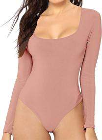 img 4 attached to MANGDIUP Womens Sleeve Bodysuits Jumpsuits Women's Clothing - Bodysuits