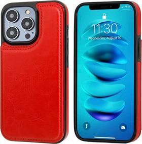 img 2 attached to Protective And Practical: Onetop IPhone 14 Pro Max Wallet Case With Card Holder In Durable PU Leather - Kickstand, Card Slots, Shockproof Cover, And Double Magnetic Clasp In Red