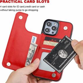 img 1 attached to Protective And Practical: Onetop IPhone 14 Pro Max Wallet Case With Card Holder In Durable PU Leather - Kickstand, Card Slots, Shockproof Cover, And Double Magnetic Clasp In Red