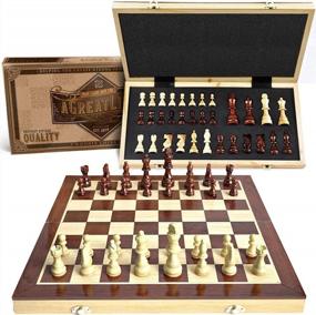 img 3 attached to AGREATLIFE'S Original 15" Magnetic Chess Board Set - Wooden Chess Board For Kids And Adults - Universal, Competition Ready - Hand Carved Travel Game Chess Pieces - Felted Board Storage, Vintage Chess