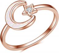adjustable sterling silver star moon blue opal rings for women - stunning blue star moon opal ring logo