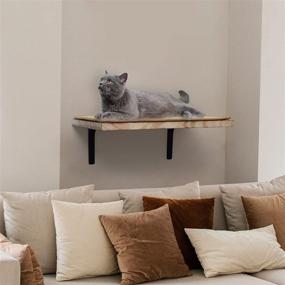 img 3 attached to 🐱 Large Cat Wall Shelves - Indoor Cat Wall Furniture with Sisal Scratching Mat / Faux Lamb Mat, Floating Wall Mounted Cat Climbing Shelf