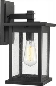 img 4 attached to Emliviar Outdoor Wall Lantern 14", Black Finish With Seeded Glass, 1803EW2 - 1-Light Exterior House Lighting