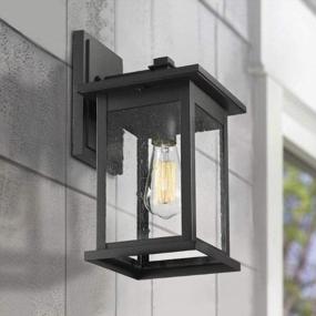 img 3 attached to Emliviar Outdoor Wall Lantern 14", Black Finish With Seeded Glass, 1803EW2 - 1-Light Exterior House Lighting