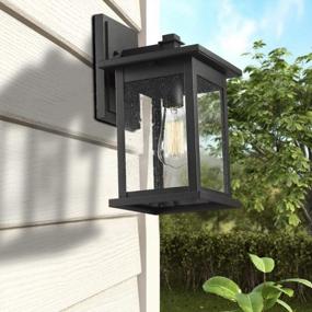 img 1 attached to Emliviar Outdoor Wall Lantern 14", Black Finish With Seeded Glass, 1803EW2 - 1-Light Exterior House Lighting