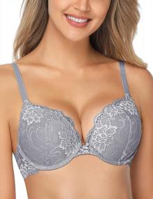 img 4 attached to Women'S Push Up Bra Lace Comfort Padded Underwire Lift Up Bras Add 1 Cup Brassiere Plunge Plus Size