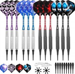 img 4 attached to 4 Beginners Home Set Soft Tip Darts 15/16/18G With 16 Flights+16 Portectors+100 Points+12 Aluminum Shafts With Rubber Rings+Tool - CyeeLife
