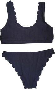 img 2 attached to 👙 Pieces Classic Scallop Bathing Swimsuits | Women's Swimwear - Swimsuits & Cover-Ups