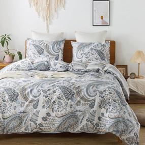 img 2 attached to Soft & Stylish Queen Size Travan Paisley Pattern Cotton Duvet Cover Set With Zipper Closure - Ultra-Comfortable 3-Piece Bedding For A Luxurious Sleep Experience