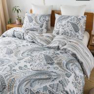 soft & stylish queen size travan paisley pattern cotton duvet cover set with zipper closure - ultra-comfortable 3-piece bedding for a luxurious sleep experience logo