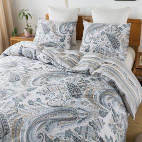 img 4 attached to Soft & Stylish Queen Size Travan Paisley Pattern Cotton Duvet Cover Set With Zipper Closure - Ultra-Comfortable 3-Piece Bedding For A Luxurious Sleep Experience