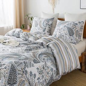img 3 attached to Soft & Stylish Queen Size Travan Paisley Pattern Cotton Duvet Cover Set With Zipper Closure - Ultra-Comfortable 3-Piece Bedding For A Luxurious Sleep Experience