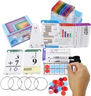 master addition and subtraction with think2master flash cards - 260 laminated cards, 39 triangles, 2 dry erase markers, 5 rings, and 30 counters for counting, writing, understanding, and memorizing logo