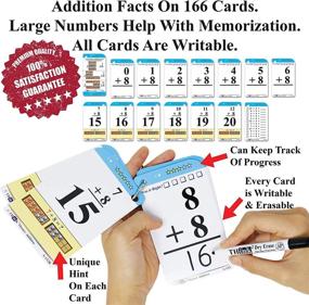 img 2 attached to Master Addition And Subtraction With Think2Master Flash Cards - 260 Laminated Cards, 39 Triangles, 2 Dry Erase Markers, 5 Rings, And 30 Counters For Counting, Writing, Understanding, And Memorizing