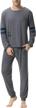men's soft cotton pajamas set: aiboria long sleeve top & pants sleepwear lounge wear logo