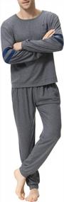 img 3 attached to Men'S Soft Cotton Pajamas Set: Aiboria Long Sleeve Top & Pants Sleepwear Lounge Wear