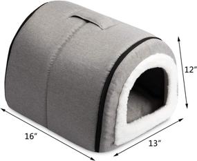 img 3 attached to 🐱 Hollypet Crystal Velvet Self-Warming Foldable Cave House - Comfy Pet Sleeping Bed for Cats and Small Dogs