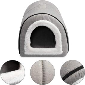 img 2 attached to 🐱 Hollypet Crystal Velvet Self-Warming Foldable Cave House - Comfy Pet Sleeping Bed for Cats and Small Dogs