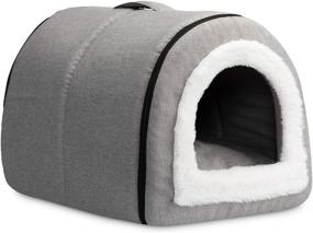 img 4 attached to 🐱 Hollypet Crystal Velvet Self-Warming Foldable Cave House - Comfy Pet Sleeping Bed for Cats and Small Dogs