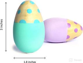 img 1 attached to 🥚 Shumee Toys - Wooden Egg Shakers for Babies (6 Months+) - Musical Rattle Montessori Toy - Set of 2 Easter Eggs with Teal and Purple Dot Design - Enhancing SEO