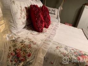 img 7 attached to Queen Size FADFAY 4-Piece Shabby Pink Rose Floral Print Cotton Bedding Set With Ruffles And Bedskirt - Farmhouse Style