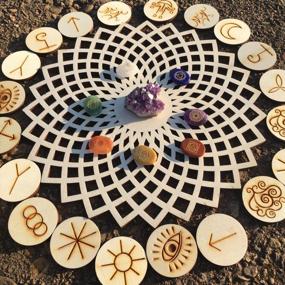 img 3 attached to Sacred Geometry Wall Art: Torus Flower Crystal Grid Board With Wooden Wall Hanging Decor - Simurg 11.5. Enhance Your Home, Office, Or Meditation Space With This Stunning Torus Flower Wall Sculpture.