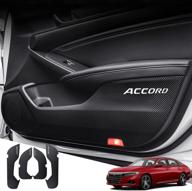 high-quality leather door anti-kick pad stickers | custom side edge film protector stickers for honda accord (2018-2022) | set of 4 (carbon fiber) | interior accessories logo