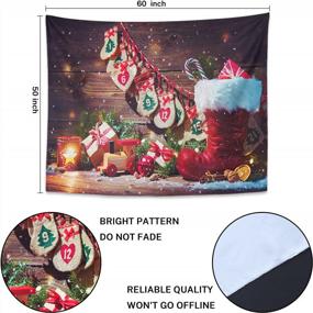 img 1 attached to Rustic Christmas Wall Tapestry With Pockets, 50"X60" Emvency Home Decor Featuring Vintage Wooden Candy Gifts, Snowflakes, And Happy Xmas For Bedroom, Living Room Or Dorm - Ideal For Holiday Season