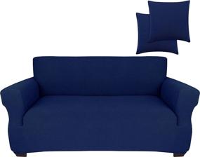 img 4 attached to Navy Blue Loveseat Stretch Slipcover – 2 Seat Sofa Protector By JINAMART