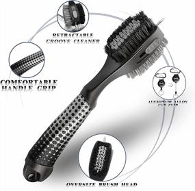 img 3 attached to CHAMPKEY Premium Polyurethane Golf Brush Star Series - Oversized Brush Head, Comfortable Grip & Retractable Groove Cleaner For Clubs.