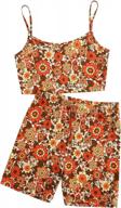 floerns women's 2 piece floral print summer cami crop top biker shorts set logo