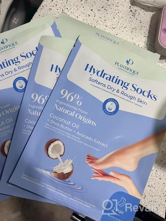 img 1 attached to Revitalize Your Feet With Plantifique Happy Feet Mask - 2 Pack Hydrating Socks For Soft Heels - Intense Moisturizing & Repairing Dry Rough Skin - Foot Spa Treatment For Dry & Cracked Feet review by Laura Jackson