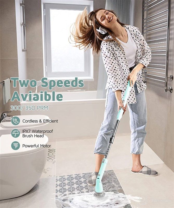 Electric Scrubbing Brush With 2 Replaceable Heads Ipx7 Waterproof Cleaning  Brush Rechargeable Cordless Shower Cleaner Durable Electric Spin Scrubber F