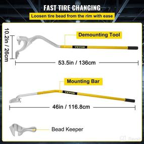 img 2 attached to Mophorn Steel Tire Mount Demount Tool 17.5&#34; to 24&#34; Semi Tire Changing Tool - With Additional Bead Keeper, Tubeless Truck Bead Breaker - Manual Tire Changing Tools for Car Repair - Yellow