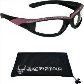 img 3 attached to Women'S Pink Rhinestone Motorcycle Glasses W/ Foam Padding - Bikershades