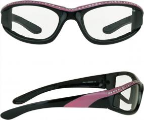 img 2 attached to Women'S Pink Rhinestone Motorcycle Glasses W/ Foam Padding - Bikershades