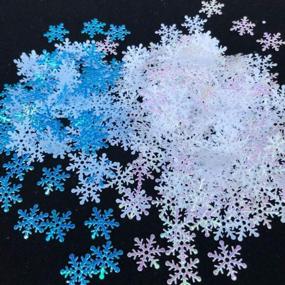 img 4 attached to ❄️ 1200 штук зимних снежинок конфетти декорации на Рождество, набор снеговых вечеринок в белом и синем цвете для свадьбы, дня рождения и праздничного стола.