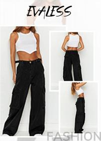 img 2 attached to Women'S Casual Loose High Waisted Straight Leg Baggy Cargo Pants With Pockets